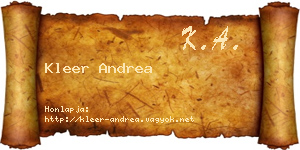 Kleer Andrea névjegykártya